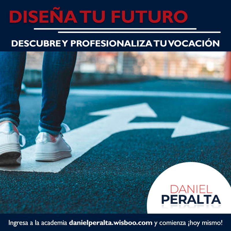 Flyer de curso vocacional para diseñar el futuro, descubrir la vocación y crear una vida con propósito y legado